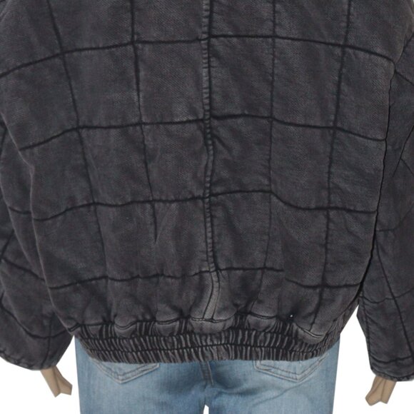 Free People Dolman Quilted Knit Jacket Oversized Front Zip Black - Picture 8 of 8